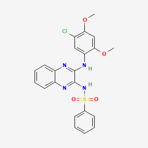 molecular formula C22H19ClN4O4S B6087335 N-{3-[(5-chloro-2,4-dimethoxyphenyl)amino]-2-quinoxalinyl}benzenesulfonamide 