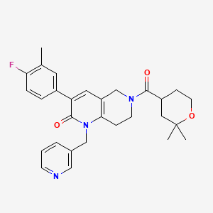 molecular formula C29H32FN3O3 B6087341 6-[(2,2-dimethyltetrahydro-2H-pyran-4-yl)carbonyl]-3-(4-fluoro-3-methylphenyl)-1-(3-pyridinylmethyl)-5,6,7,8-tetrahydro-1,6-naphthyridin-2(1H)-one 