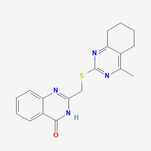 molecular formula C18H18N4OS B6087367 2-{[(4-methyl-5,6,7,8-tetrahydro-2-quinazolinyl)thio]methyl}-4(3H)-quinazolinone 