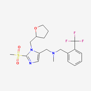 molecular formula C19H24F3N3O3S B6087393 N-methyl-1-[2-(methylsulfonyl)-1-(tetrahydro-2-furanylmethyl)-1H-imidazol-5-yl]-N-[2-(trifluoromethyl)benzyl]methanamine 