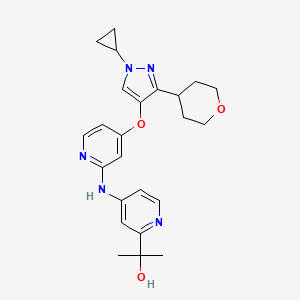 molecular formula C24H29N5O3 B608740 2-(4-((4-((1-环丙基-3-(四氢-2H-吡喃-4-基)-1H-吡唑-4-基)氧基)吡啶-2-基)氨基)吡啶-2-基)丙-2-醇 CAS No. 1898283-02-7