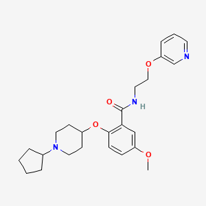 molecular formula C25H33N3O4 B6087404 2-[(1-cyclopentyl-4-piperidinyl)oxy]-5-methoxy-N-[2-(3-pyridinyloxy)ethyl]benzamide 