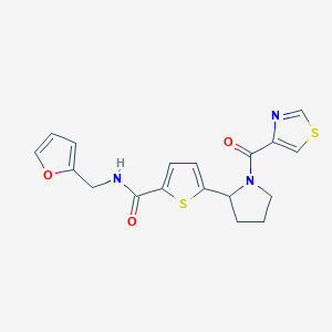 molecular formula C18H17N3O3S2 B6087415 N-(2-furylmethyl)-5-[1-(1,3-thiazol-4-ylcarbonyl)-2-pyrrolidinyl]-2-thiophenecarboxamide 