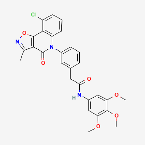 molecular formula C28H24ClN3O6 B608746 Benzeneacetamide, 3-(9-chloro-3-methyl-4-oxoisoxazolo(4,5-C)quinolin-5(4H)-yl)-N-(3,4,5-trimethoxyphenyl)- CAS No. 334970-65-9