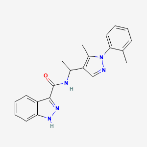 molecular formula C21H21N5O B6087476 N-{1-[5-methyl-1-(2-methylphenyl)-1H-pyrazol-4-yl]ethyl}-1H-indazole-3-carboxamide 