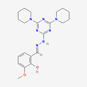 molecular formula C21H29N7O2 B6087493 2-hydroxy-3-methoxybenzaldehyde (4,6-di-1-piperidinyl-1,3,5-triazin-2-yl)hydrazone 