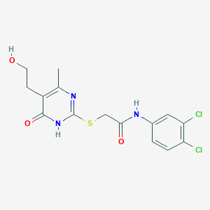 molecular formula C15H15Cl2N3O3S B6087545 N-(3,4-dichlorophenyl)-2-{[5-(2-hydroxyethyl)-4-methyl-6-oxo-1,6-dihydro-2-pyrimidinyl]thio}acetamide 