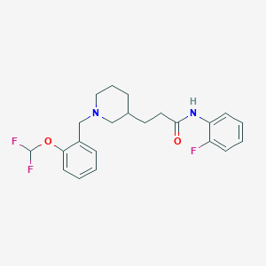 molecular formula C22H25F3N2O2 B6087555 3-{1-[2-(difluoromethoxy)benzyl]-3-piperidinyl}-N-(2-fluorophenyl)propanamide 
