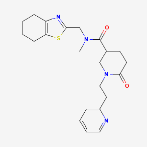 molecular formula C22H28N4O2S B6087607 N-methyl-6-oxo-1-[2-(2-pyridinyl)ethyl]-N-(4,5,6,7-tetrahydro-1,3-benzothiazol-2-ylmethyl)-3-piperidinecarboxamide 
