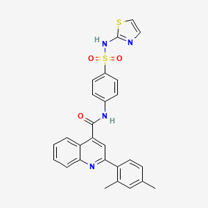 molecular formula C27H22N4O3S2 B6087616 2-(2,4-dimethylphenyl)-N-{4-[(1,3-thiazol-2-ylamino)sulfonyl]phenyl}-4-quinolinecarboxamide 
