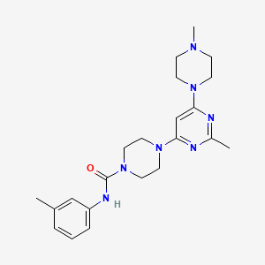 molecular formula C22H31N7O B6087620 4-[2-methyl-6-(4-methyl-1-piperazinyl)-4-pyrimidinyl]-N-(3-methylphenyl)-1-piperazinecarboxamide 