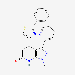 molecular formula C21H17N5OS B6087635 1-methyl-4-(2-phenyl-1,3-thiazol-4-yl)-3-pyridin-2-yl-1,4,5,7-tetrahydro-6H-pyrazolo[3,4-b]pyridin-6-one 