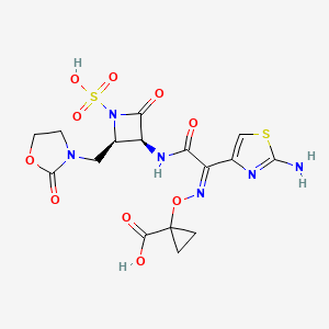 B608765 Cyclopropanecarboxylic acid, 1-(((Z)-(1-(2-amino-4-thiazolyl)-2-oxo-2-(((3S,4R)-2-oxo-4-((2-oxo-3-oxazolidinyl)methyl)-1-sulfo-3-azetidinyl)amino)ethylidene)amino)oxy)- CAS No. 1810051-96-7