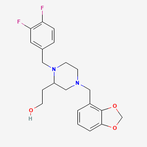 molecular formula C21H24F2N2O3 B6087660 2-[4-(1,3-benzodioxol-4-ylmethyl)-1-(3,4-difluorobenzyl)-2-piperazinyl]ethanol 