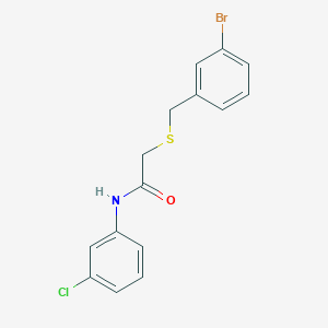 molecular formula C15H13BrClNOS B6087697 2-[(3-bromobenzyl)thio]-N-(3-chlorophenyl)acetamide 