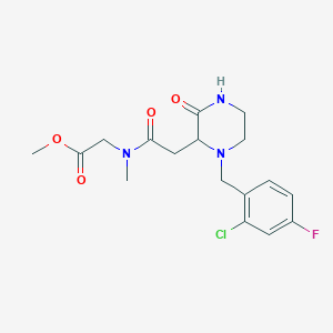 molecular formula C17H21ClFN3O4 B6087718 methyl N-{[1-(2-chloro-4-fluorobenzyl)-3-oxo-2-piperazinyl]acetyl}-N-methylglycinate 