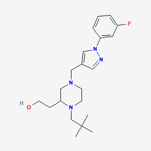 2-(1-(2,2-dimethylpropyl)-4-{[1-(3-fluorophenyl)-1H-pyrazol-4-yl]methyl}-2-piperazinyl)ethanol