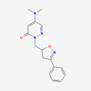 molecular formula C16H18N4O2 B6087752 5-(dimethylamino)-2-[(3-phenyl-4,5-dihydro-5-isoxazolyl)methyl]-3(2H)-pyridazinone 