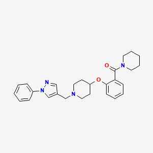 molecular formula C27H32N4O2 B6087768 1-[(1-phenyl-1H-pyrazol-4-yl)methyl]-4-[2-(1-piperidinylcarbonyl)phenoxy]piperidine 