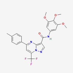 molecular formula C24H21F3N4O4 B6087777 5-(4-methylphenyl)-7-(trifluoromethyl)-N-(3,4,5-trimethoxyphenyl)pyrazolo[1,5-a]pyrimidine-3-carboxamide 
