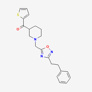 molecular formula C21H23N3O2S B6087791 (1-{[3-(2-phenylethyl)-1,2,4-oxadiazol-5-yl]methyl}-3-piperidinyl)(2-thienyl)methanone 