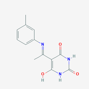 molecular formula C13H13N3O3 B6087796 5-{1-[(3-methylphenyl)amino]ethylidene}-2,4,6(1H,3H,5H)-pyrimidinetrione 