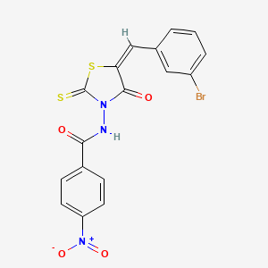 molecular formula C17H10BrN3O4S2 B6087832 N-[5-(3-bromobenzylidene)-4-oxo-2-thioxo-1,3-thiazolidin-3-yl]-4-nitrobenzamide 