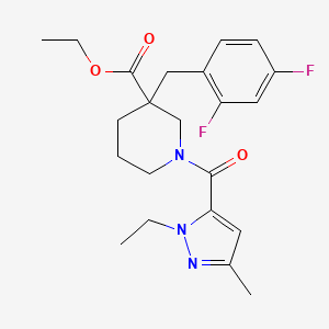 ethyl 3-(2,4-difluorobenzyl)-1-[(1-ethyl-3-methyl-1H-pyrazol-5-yl)carbonyl]-3-piperidinecarboxylate