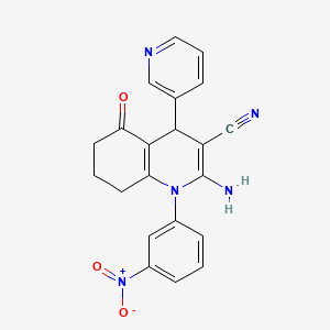 molecular formula C21H17N5O3 B6087849 2-amino-1-(3-nitrophenyl)-5-oxo-4-pyridin-3-yl-1,4,5,6,7,8-hexahydroquinoline-3-carbonitrile CAS No. 296771-35-2