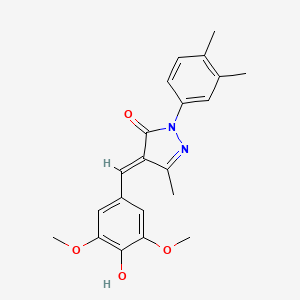 molecular formula C21H22N2O4 B6087864 2-(3,4-dimethylphenyl)-4-(4-hydroxy-3,5-dimethoxybenzylidene)-5-methyl-2,4-dihydro-3H-pyrazol-3-one 