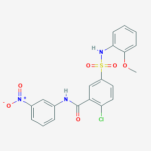 molecular formula C20H16ClN3O6S B6087911 2-chloro-5-{[(2-methoxyphenyl)amino]sulfonyl}-N-(3-nitrophenyl)benzamide 