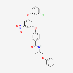 molecular formula C28H23ClN2O6 B6087919 4-[3-(3-chlorophenoxy)-5-nitrophenoxy]-N-(1-methyl-2-phenoxyethyl)benzamide 