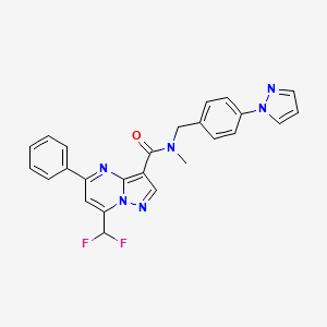 molecular formula C25H20F2N6O B6087934 7-(difluoromethyl)-N-methyl-5-phenyl-N-[4-(1H-pyrazol-1-yl)benzyl]pyrazolo[1,5-a]pyrimidine-3-carboxamide 