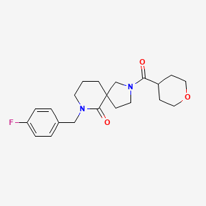 molecular formula C21H27FN2O3 B6087935 7-(4-fluorobenzyl)-2-(tetrahydro-2H-pyran-4-ylcarbonyl)-2,7-diazaspiro[4.5]decan-6-one 