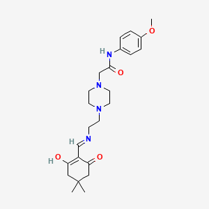 molecular formula C24H34N4O4 B6087998 2-[4-(2-{[(4,4-dimethyl-2,6-dioxocyclohexylidene)methyl]amino}ethyl)-1-piperazinyl]-N-(4-methoxyphenyl)acetamide 