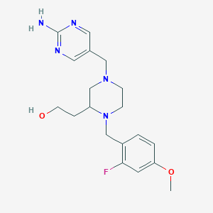 molecular formula C19H26FN5O2 B6088013 2-[4-[(2-amino-5-pyrimidinyl)methyl]-1-(2-fluoro-4-methoxybenzyl)-2-piperazinyl]ethanol 