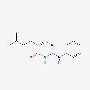 molecular formula C16H21N3O B6088049 2-anilino-6-methyl-5-(3-methylbutyl)-4(3H)-pyrimidinone 