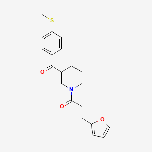 molecular formula C20H23NO3S B6088062 {1-[3-(2-furyl)propanoyl]-3-piperidinyl}[4-(methylthio)phenyl]methanone 