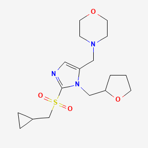 molecular formula C17H27N3O4S B6088067 4-{[2-[(cyclopropylmethyl)sulfonyl]-1-(tetrahydro-2-furanylmethyl)-1H-imidazol-5-yl]methyl}morpholine 