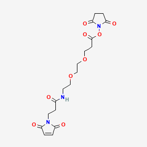 molecular formula C18H23N3O9 B608807 2,5-Dioxopyrrolidin-1-yl 3-(2-(2-(3-(2,5-dioxo-2H-pyrrol-1(5H)-yl)propanamido)ethoxy)ethoxy)propanoate CAS No. 955094-26-5