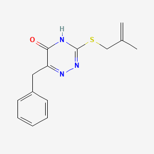 molecular formula C14H15N3OS B6088075 6-benzyl-3-[(2-methyl-2-propen-1-yl)thio]-1,2,4-triazin-5(4H)-one 