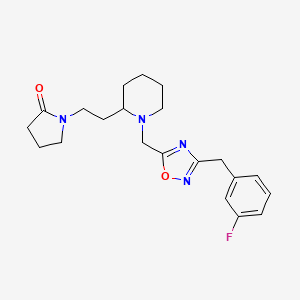 molecular formula C21H27FN4O2 B6088108 1-[2-(1-{[3-(3-fluorobenzyl)-1,2,4-oxadiazol-5-yl]methyl}-2-piperidinyl)ethyl]-2-pyrrolidinone 