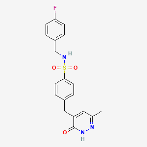 molecular formula C19H18FN3O3S B6088154 N-(4-fluorobenzyl)-4-[(6-methyl-3-oxo-2,3-dihydro-4-pyridazinyl)methyl]benzenesulfonamide 