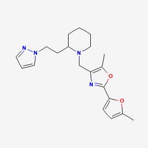 molecular formula C20H26N4O2 B6088155 1-{[5-methyl-2-(5-methyl-2-furyl)-1,3-oxazol-4-yl]methyl}-2-[2-(1H-pyrazol-1-yl)ethyl]piperidine 