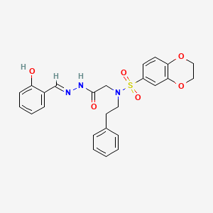 molecular formula C25H25N3O6S B6088164 N-{2-[2-(2-hydroxybenzylidene)hydrazino]-2-oxoethyl}-N-(2-phenylethyl)-2,3-dihydro-1,4-benzodioxine-6-sulfonamide 