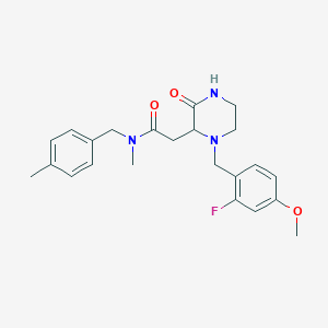 molecular formula C23H28FN3O3 B6088221 2-[1-(2-fluoro-4-methoxybenzyl)-3-oxo-2-piperazinyl]-N-methyl-N-(4-methylbenzyl)acetamide 