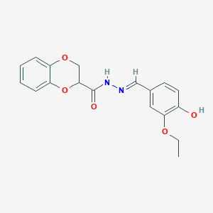 molecular formula C18H18N2O5 B6088226 N'-(3-ethoxy-4-hydroxybenzylidene)-2,3-dihydro-1,4-benzodioxine-2-carbohydrazide 