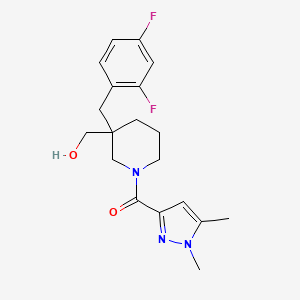 molecular formula C19H23F2N3O2 B6088242 {3-(2,4-difluorobenzyl)-1-[(1,5-dimethyl-1H-pyrazol-3-yl)carbonyl]-3-piperidinyl}methanol 