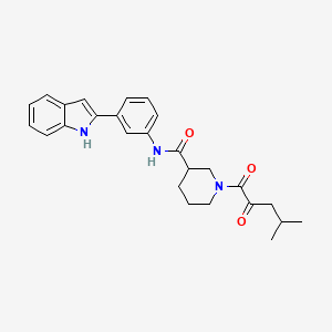N-[3-(1H-indol-2-yl)phenyl]-1-(4-methyl-2-oxopentanoyl)-3-piperidinecarboxamide