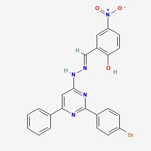 molecular formula C23H16BrN5O3 B6088264 2-hydroxy-5-nitrobenzaldehyde [2-(4-bromophenyl)-6-phenyl-4-pyrimidinyl]hydrazone 